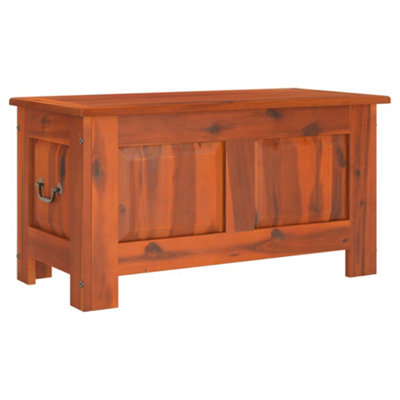 Durable Storage Chest with Lid Brown Solid Wood Acacia