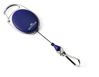 Durable STYLE Secure Retractable Carabiner Badge Reel for IDs & Keys - Blue