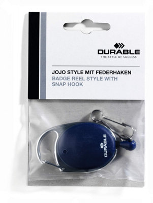 Durable STYLE Secure Retractable Carabiner Badge Reel for IDs & Keys - Blue