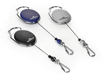 Durable STYLE Secure Retractable Carabiner Badge Reel for IDs & Keys - Blue
