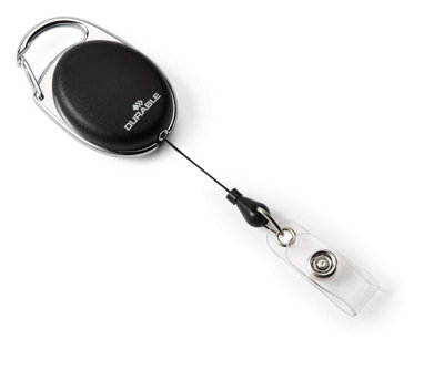 Durable STYLE Secure Retractable Clip Badge Reel for ID Badges & Keys - Black