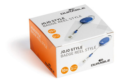 Durable STYLE Secure Retractable Clip Badge Reel for ID & Keys - 10 Pack - Blue
