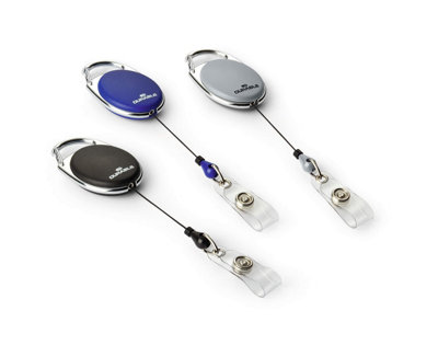 Durable STYLE Secure Retractable Clip Badge Reel for ID & Keys - 10 Pack - Blue