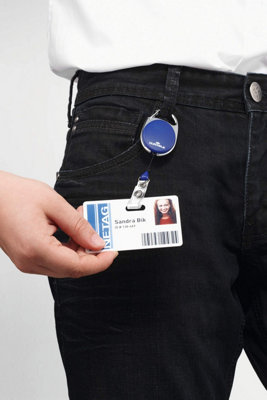 Durable STYLE Secure Retractable Clip Badge Reel for ID & Keys - 10 Pack - Blue