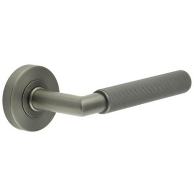 Durable Three One Six Knurled Gun Metal Door Handle for Home and Office - Interior Handle