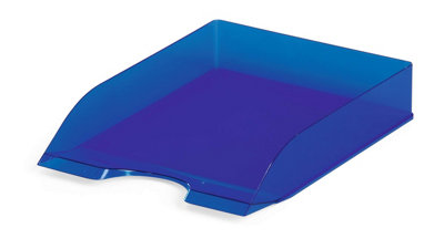 Durable Translucent Stackable Letter Tray Document Paper File - A4+ Clear Blue