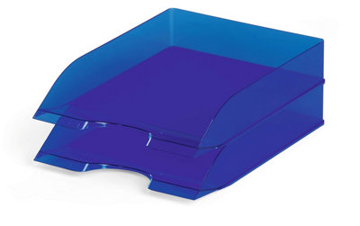 Durable Translucent Stackable Letter Tray Document Paper File - A4+ Clear Blue