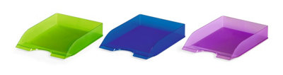 Durable Translucent Stackable Letter Tray Document Paper File - A4+ Clear Blue