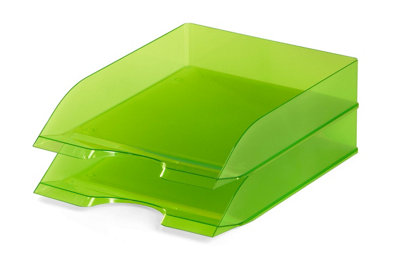 Durable Translucent Stackable Letter Tray Document Paper File - A4+ Clear Green