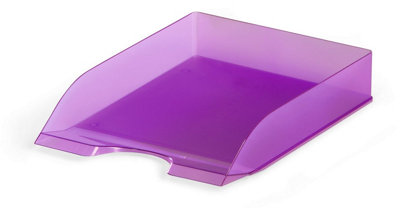 Durable Translucent Stackable Letter Tray Document Paper File - A4+ Clear Purple