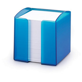 Durable TREND 800 Sheet Note Box Transparent Memo Pad Cube - Clear Blue