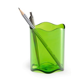 Durable TREND Pen Pot Pencil Holder Desk Tidy Organizer Cup - Clear Green