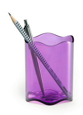 Durable TREND Pen Pot Pencil Holder Desk Tidy Organizer Cup - Clear Purple