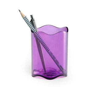 Durable TREND Pen Pot Pencil Holder Desk Tidy Organizer Cup - Clear Purple