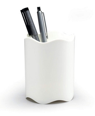 Durable TREND Pen Pot Pencil Holder Desk Tidy Organizer Cup - White