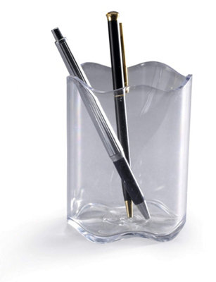 Durable TREND Pen Pot Pencil Holder Desk Tidy Transparent Organizer Cup - Clear