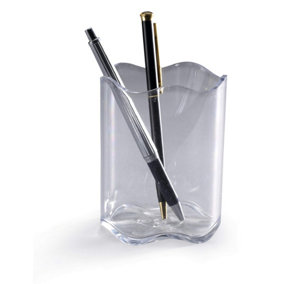 Durable TREND Pen Pot Pencil Holder Desk Tidy Transparent Organizer Cup - Clear