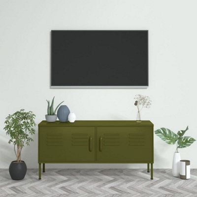 Durable TV Cabinet Olive Green 105x35x50 cm Steel