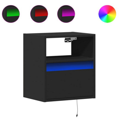 Durable TV Wall Cabinets with LED Lights 2 pcs Black 41x31x45 cm