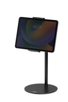 Durable TWIST Desk and Floor Gooseneck Tablet Phone Holder iPad Stands - Black