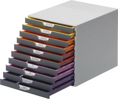 Durable VARICOLOR 10 Drawer Unit - Desktop Drawer Set with 10 Colour ...