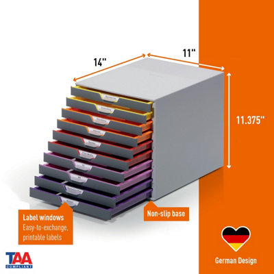 Durable VARICOLOR 10 Drawer Unit - Desktop Drawer Set with 10 Colour ...