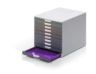 Durable VARICOLOR Desktop Organiser 10 Drawer Colour Coded Modular Storage - A4+
