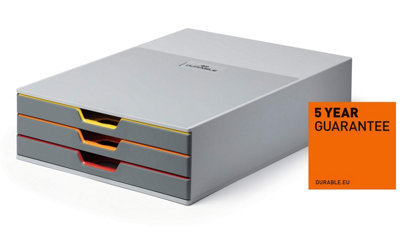 Durable VARICOLOR Desktop Organiser 3 Drawer Colour Coded Modular Storage - A4+