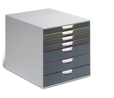 Durable VARICOLOR Desktop Organiser 7 Drawer Colour Coded Modular Storage - A4+