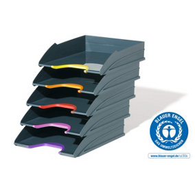 Durable VARICOLOR ECO Stackable Document Filing Letter Tray - 5 Pack - A4 Grey
