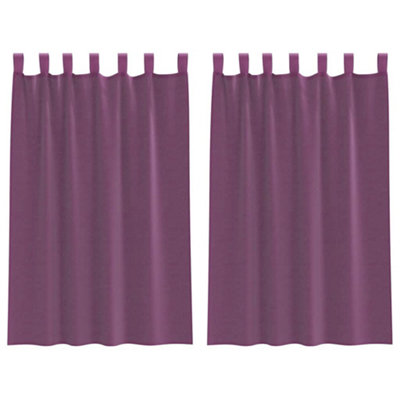 Durable Voile Curtains with Loops 2 pcs Purple 140x175 cm