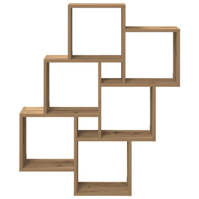 Durable Wall Cube Shelf Artisan Oak 78x15x93 cm Engineered Wood