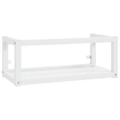 Durable Wall-mounted Bathroom Washbasin Frame White 79x38x31 cm Iron