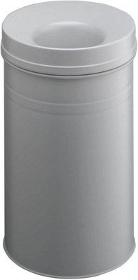 Durable Waste Paper Bin Metal Round 30 litre bin with fire extinguishing Lid TUV certified Grey