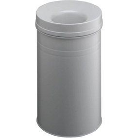 Durable Waste Paper Bin Metal Round 30 litre bin with fire extinguishing Lid TUV certified Grey