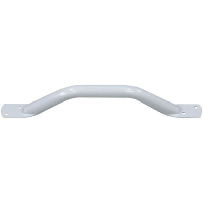 Durable White Steel Pipe Grab Bar with Rounded Safety Ends - 381mm Epoxy Coated for Extra Grip