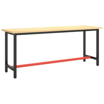 Durable Work Bench Frame Matte Black and Matte Red 190x50x79 cm Metal
