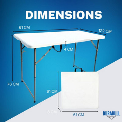 Durabull 4ft Folding Trestle Table 120cm White Folding Table