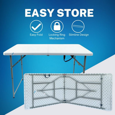 Durabull 4ft Folding Trestle Table 120cm White Folding Table