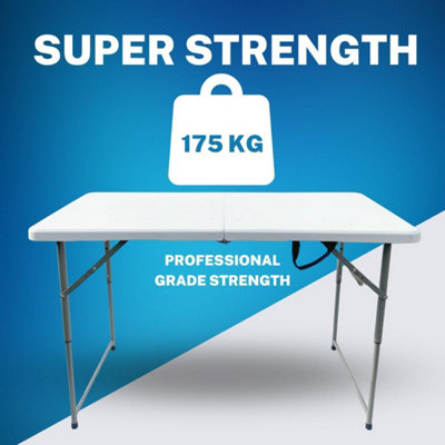 Durabull 4ft Folding Trestle Table 120cm White Folding Table