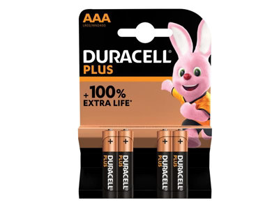 Duracell S18707 AAA Cell Plus Power +100% Batteries (Pack 4 ...