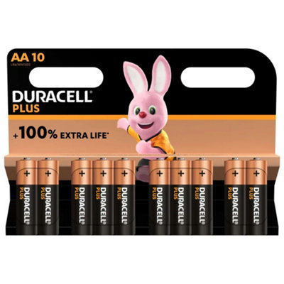 Duracell S19034 AA Cell Plus Power +100% Batteries Pack 10 DURAA100PP10