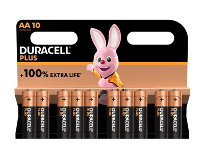 Duracell S19034 AA Cell Plus Power +100% Batteries Pack 10 DURAA100PP10