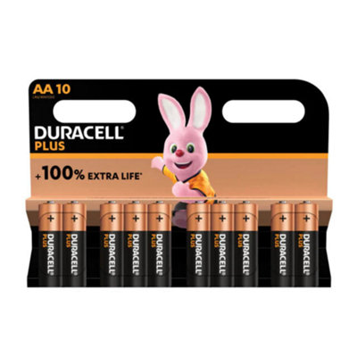 Duracell S19034 AA Cell Plus Power +100% Batteries Pack 10 DURAA100PP10 ...