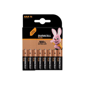 Duracell S19037 AAA Cell +100% Plus Power Batteries (Pack 16) DURAAA100P16