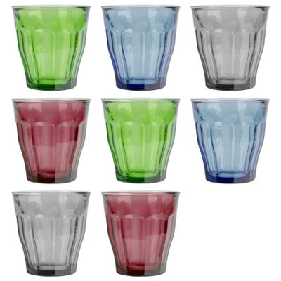 Duralex 8pc Picardie Glass Tumbler Set - 250ml - Multicolour