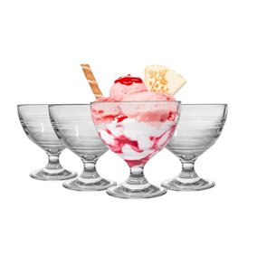 Duralex - Gigogne Glass Ice Cream Bowls - 250ml Stem Dishes for Dessert, Sundae - Pack of 6