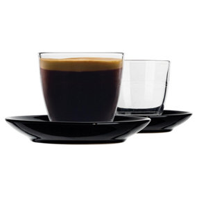 Duralex - Gigogne Mismatched Coffee Cup & Saucer Set - 220ml - Black - 12pc