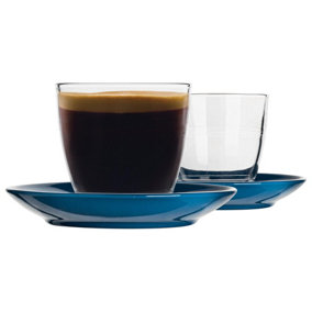Duralex - Gigogne Mismatched Coffee Cup & Saucer Set - 220ml - Blue - 12pc