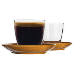 Duralex - Gigogne Mismatched Coffee Cup & Saucer Set - 220ml - Yellow - 12pc